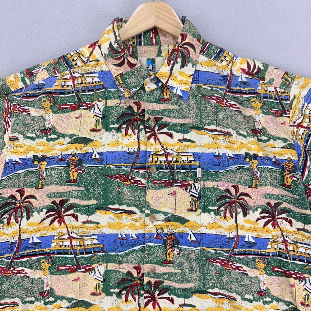 Vintage Kahala Aloha Camp Shirt Mens Medium‎ Tropical Island Palm Tree Beach USA
